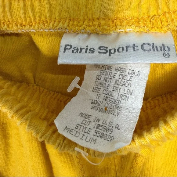 Vintage Yellow Paris Sport Club Casual Drawstring Shorts - Picture 5 of 7